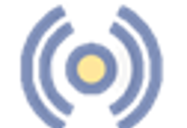 wifi-symbool (gele middenstip met blauwgroene rand en links en rechts twee eenderde blauwgroene cirkels)