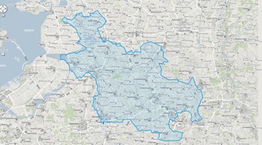 Gedetailleerde kaart van Nederland met Overijssel in het blauw omlijnd en gehighlight