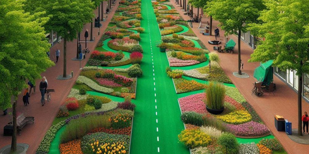 Illustratie tuin in een stad