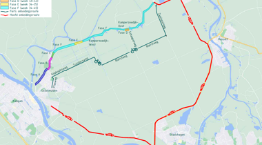 Plattegrond met kaart Visualisatie Wegwerkzaamheden N760