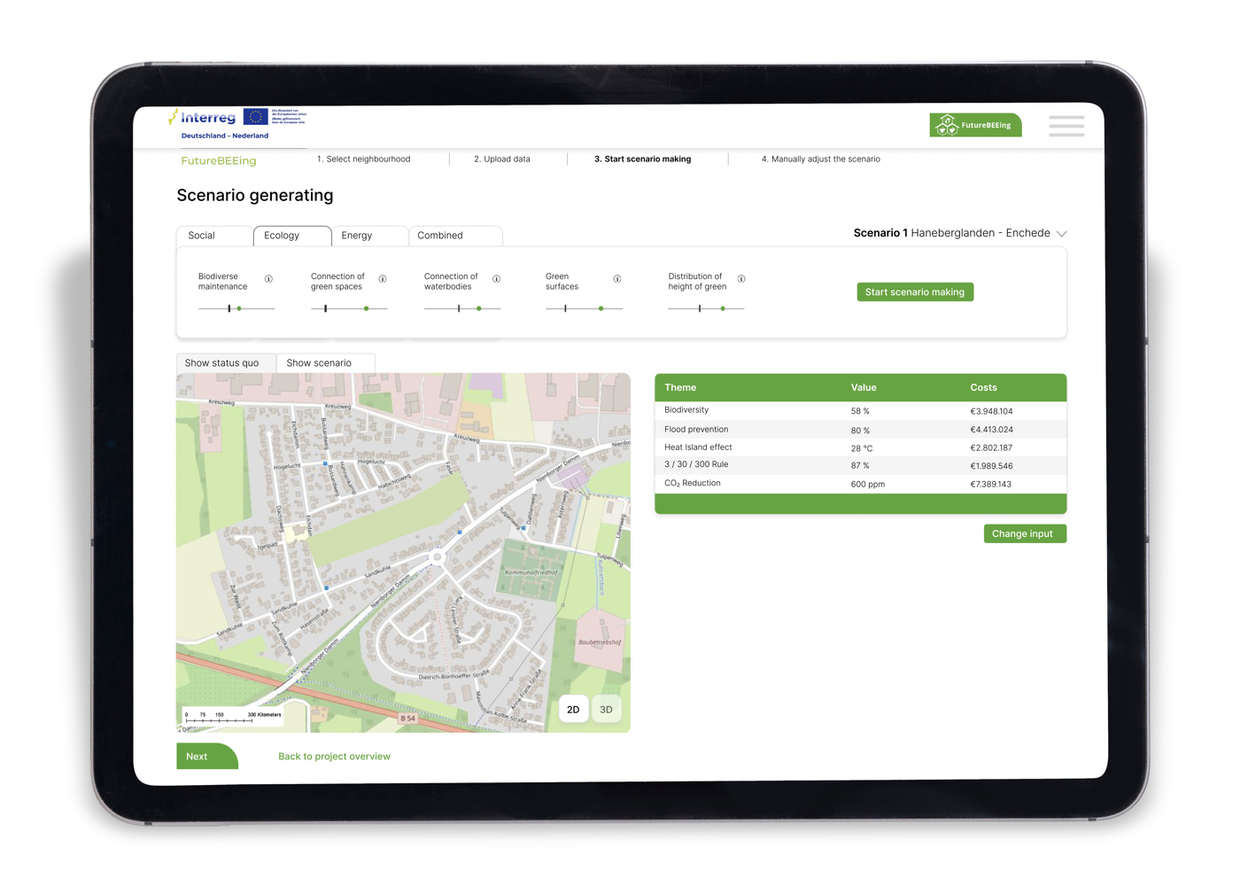Ipad met op het scherm de tool van FutureBEEing