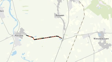 Wegkaart N377 tussen Hasselt en Nieuwleusen