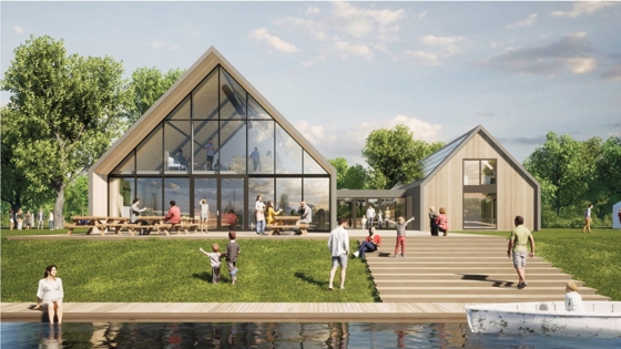 Het nieuw te bouwen Staatsbosbeheer European Wetland Center.