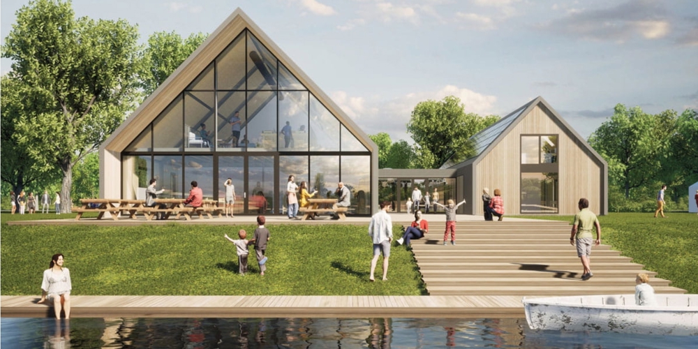 Het nieuw te bouwen Staatsbosbeheer European Wetland Center.