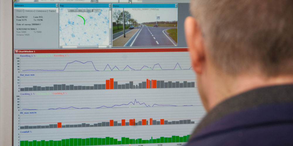 Iemand die kijkt naar grafieken op computer