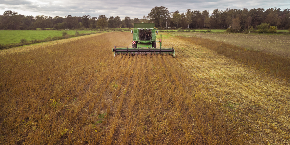 tractor in veld maait weiland